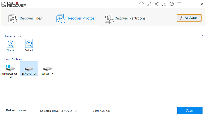 Photo Recovery from Nikon D5300 - Main Screen